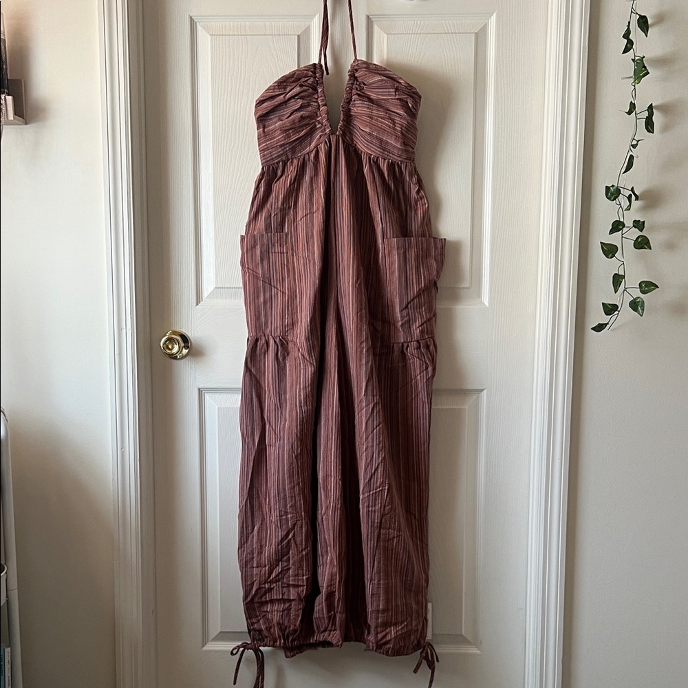 Cupshe Mauve Striped Halter Jumpsuit